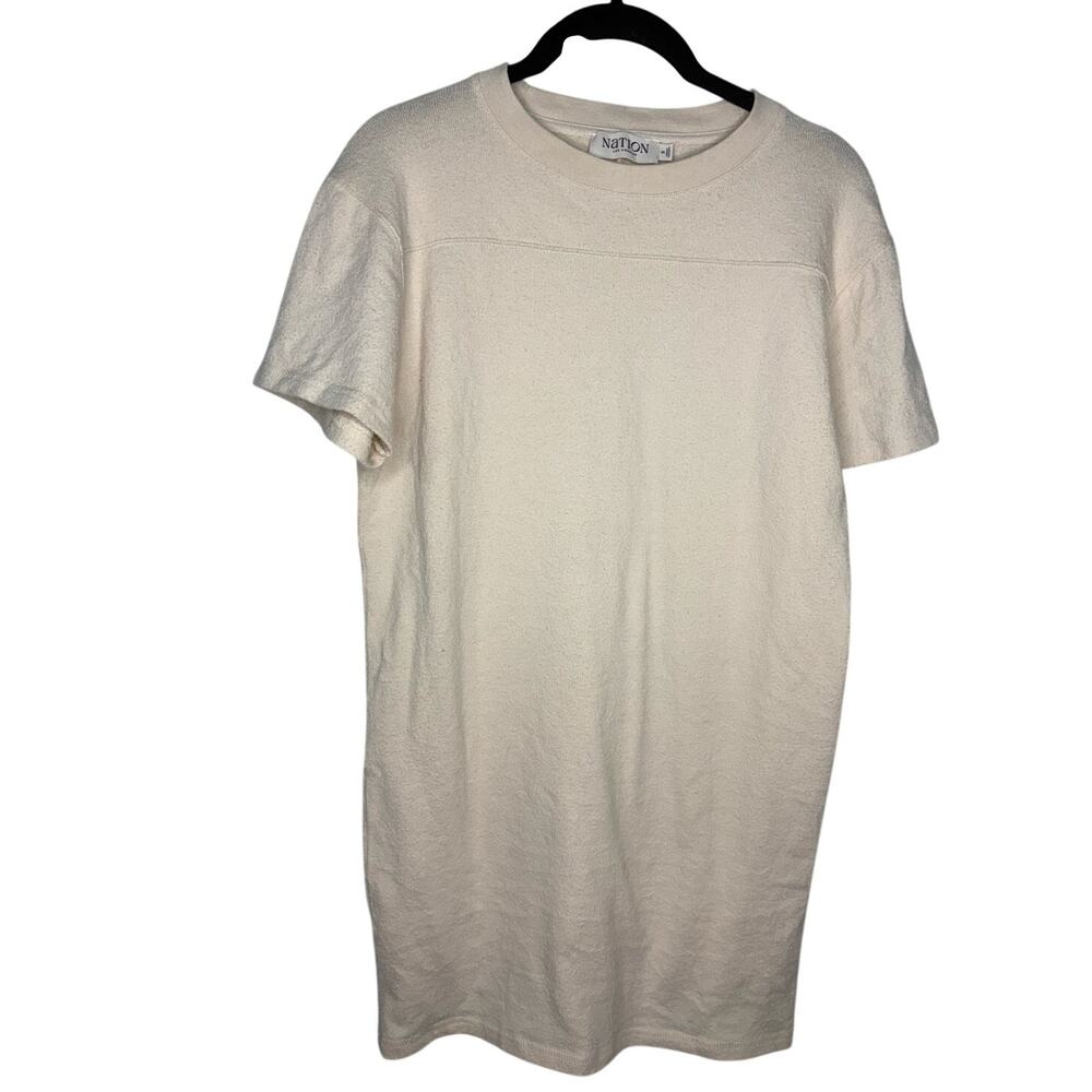 Nation LTD Finn Crewneck Dress Size Small Cream French Terry T-Shirt Casual